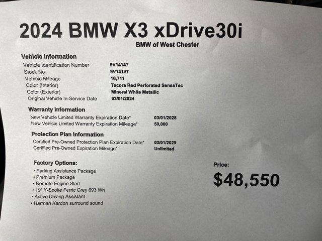 used 2024 BMW X3 car, priced at $48,550