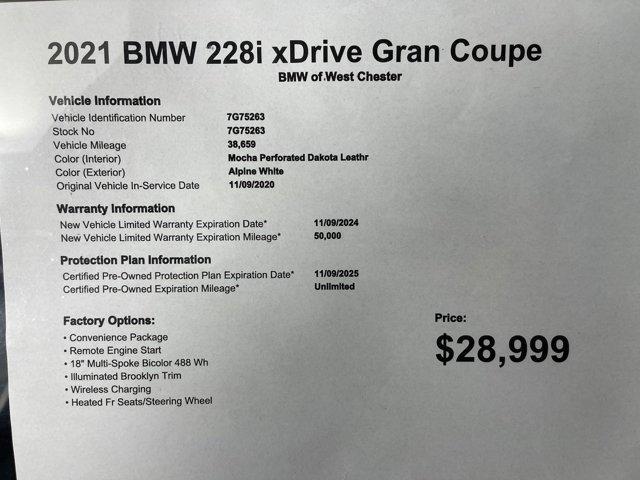 used 2021 BMW 228 Gran Coupe car, priced at $28,999