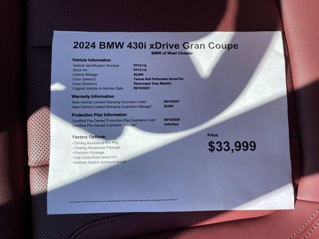 used 2024 BMW 430 Gran Coupe car, priced at $33,999