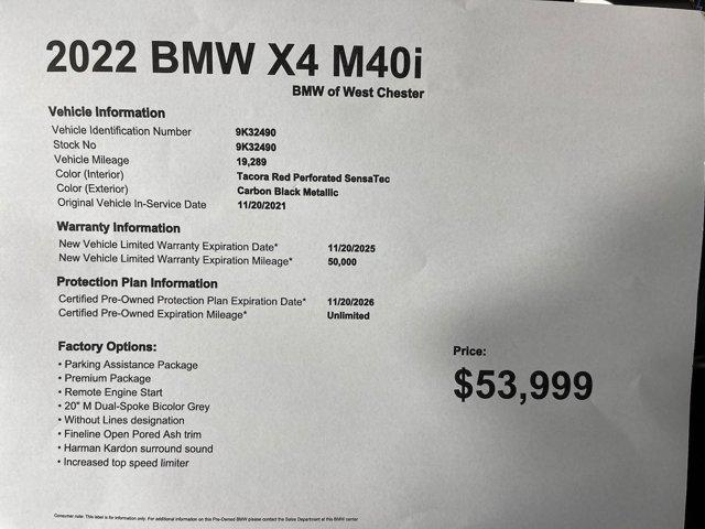 used 2022 BMW X4 car, priced at $53,999