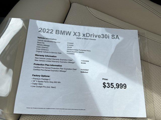 used 2022 BMW X3 car, priced at $35,999