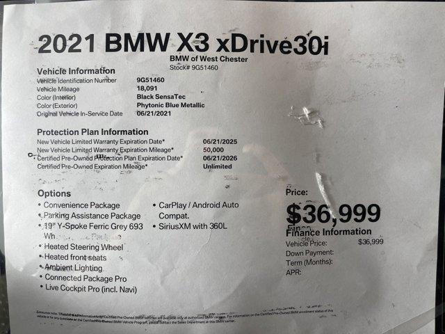 used 2021 BMW X3 car, priced at $36,999