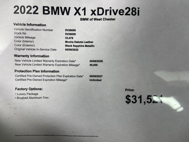 used 2022 BMW X1 car, priced at $31,521
