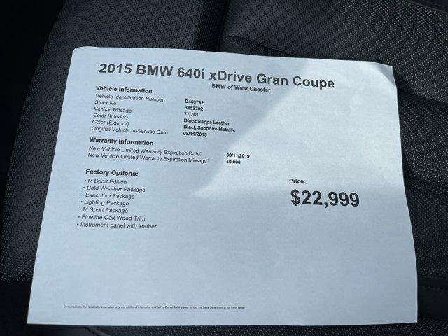 used 2015 BMW 640 Gran Coupe car, priced at $22,999