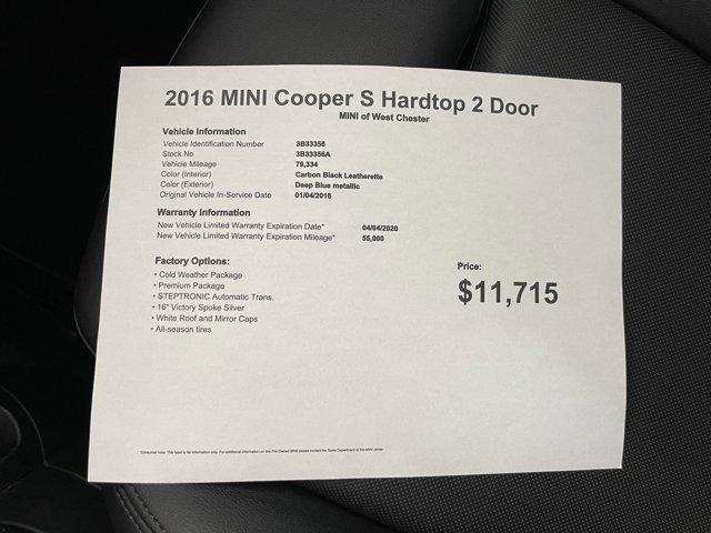 used 2016 MINI Hardtop car, priced at $11,715
