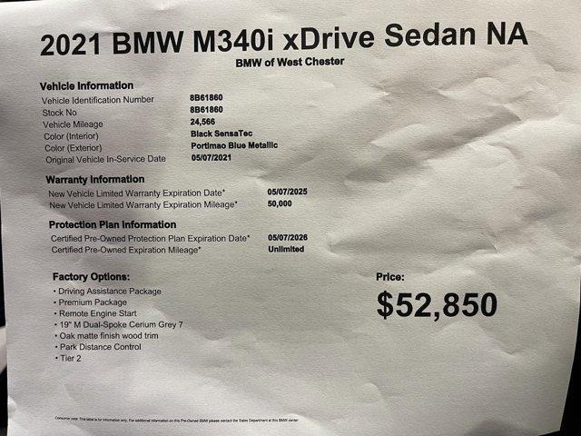 used 2021 BMW M340 car, priced at $52,850