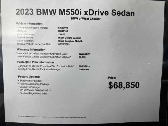 used 2023 BMW M550 car, priced at $68,850