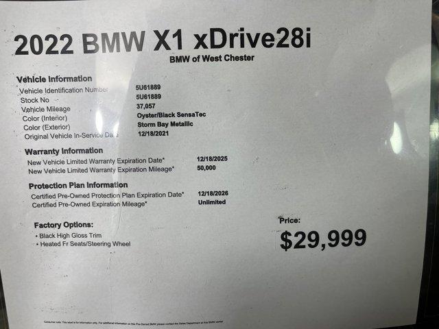 used 2022 BMW X1 car, priced at $29,999