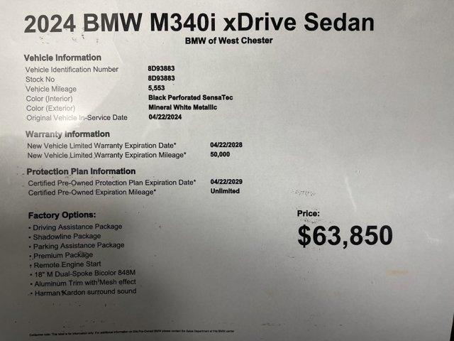 used 2024 BMW M340 car, priced at $63,850