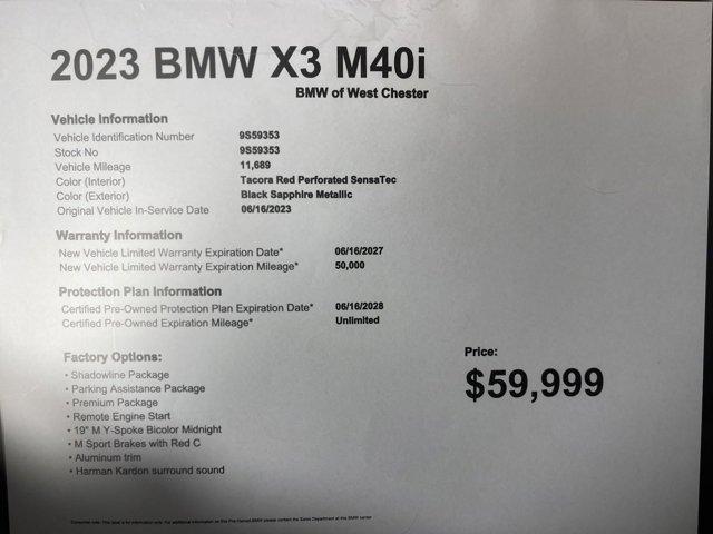 used 2023 BMW X3 car, priced at $59,999