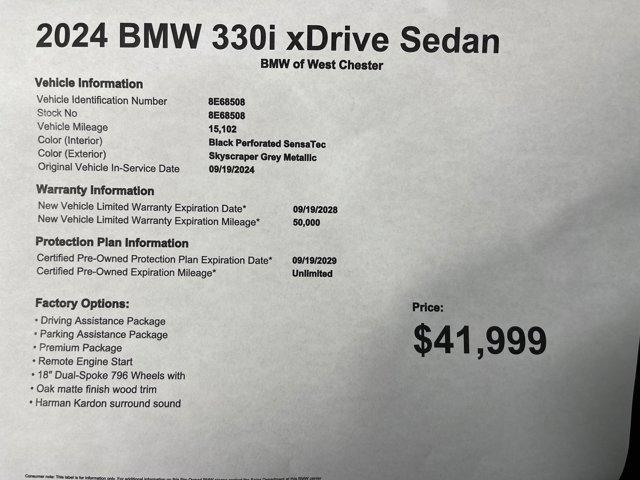 used 2024 BMW 330 car, priced at $41,999