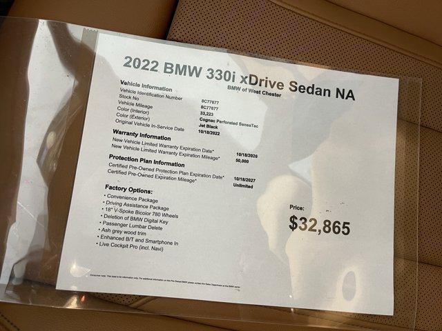 used 2022 BMW 330 car, priced at $32,865