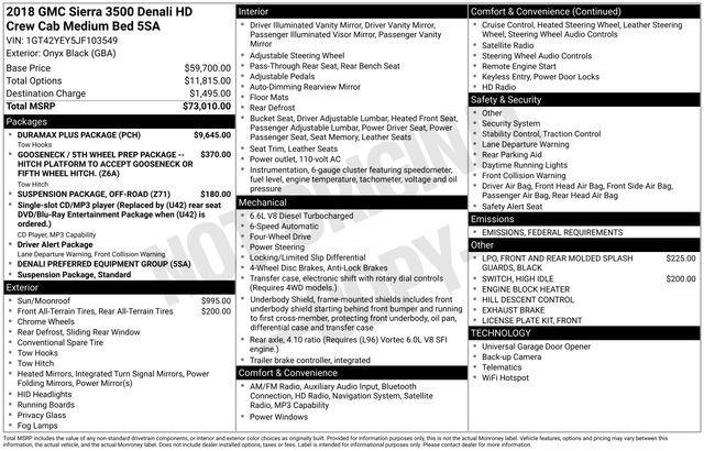 used 2018 GMC Sierra 3500 car, priced at $42,500