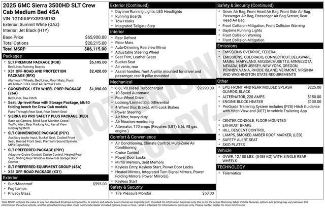 new 2025 GMC Sierra 3500 car, priced at $74,820