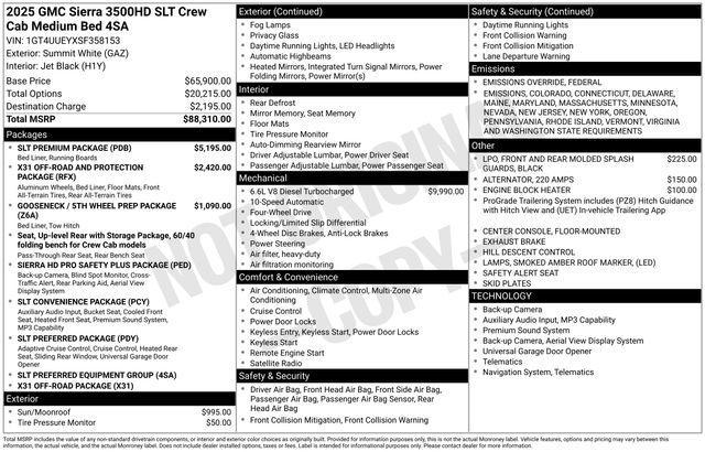 new 2025 GMC Sierra 3500 car, priced at $74,820