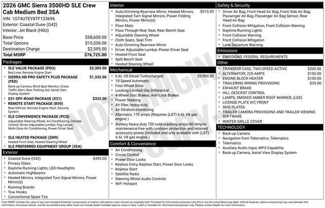 new 2026 GMC Sierra 3500 car, priced at $66,361