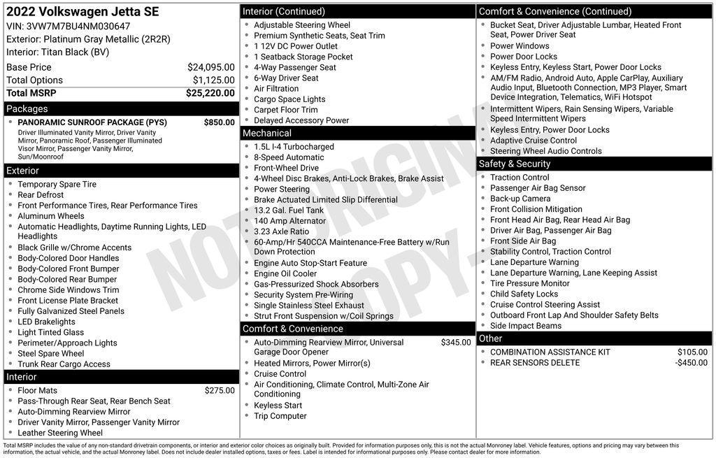 used 2022 Volkswagen Jetta car, priced at $20,340