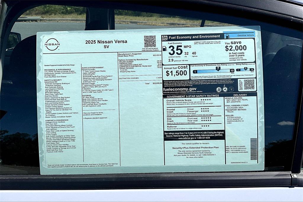 new 2025 Nissan Versa car, priced at $21,365