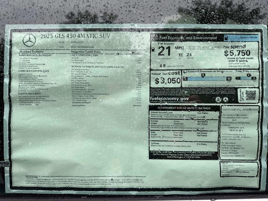 new 2025 Mercedes-Benz GLS 450 car, priced at $98,100