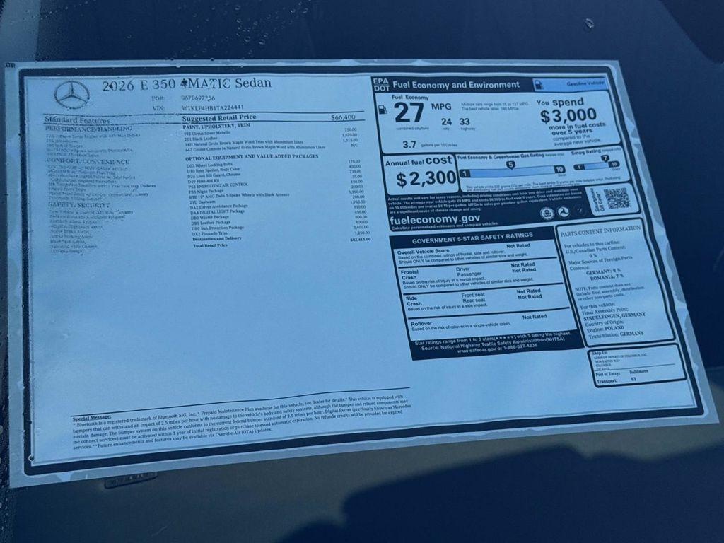 new 2026 Mercedes-Benz E-Class car, priced at $82,415