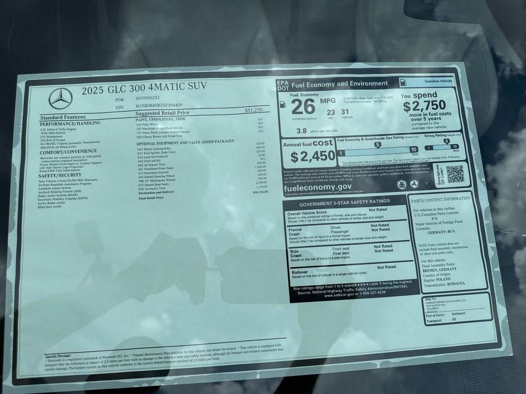 new 2025 Mercedes-Benz GLC 300 car, priced at $58,765
