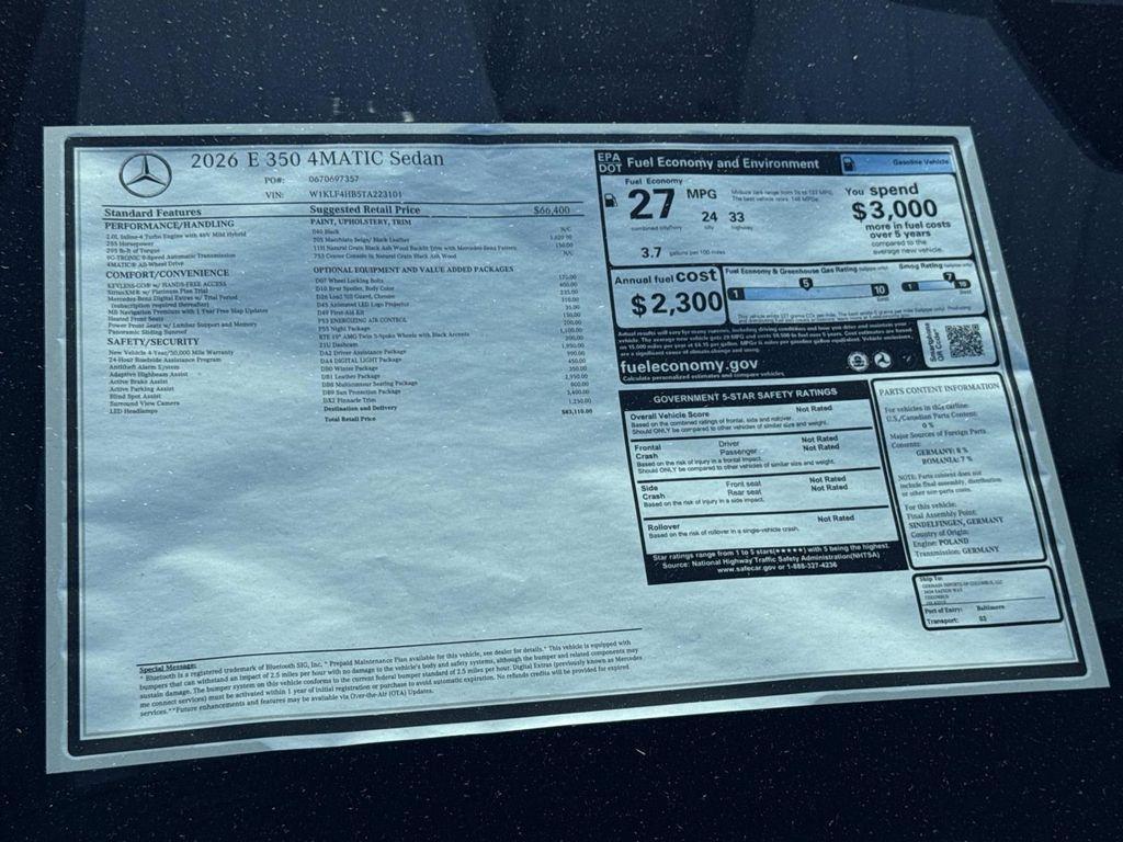 new 2026 Mercedes-Benz E-Class car, priced at $83,110