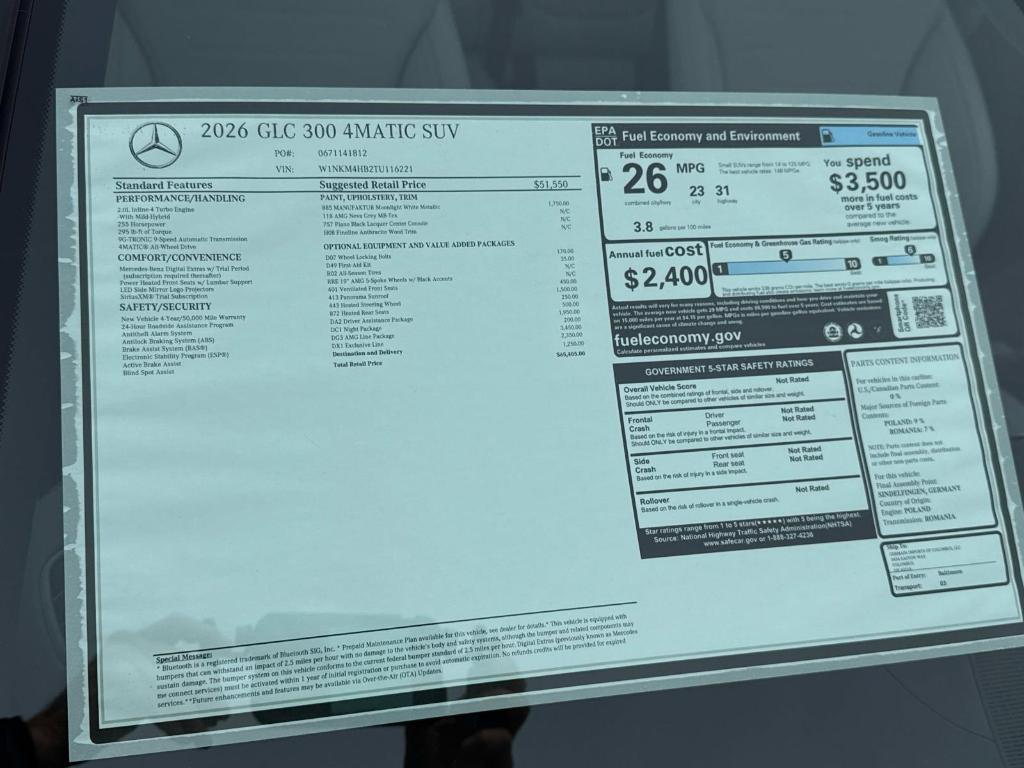 new 2026 Mercedes-Benz GLC 300 car, priced at $65,405