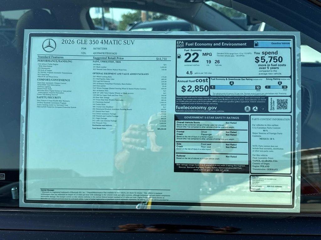 new 2026 Mercedes-Benz GLE 350 car, priced at $85,245