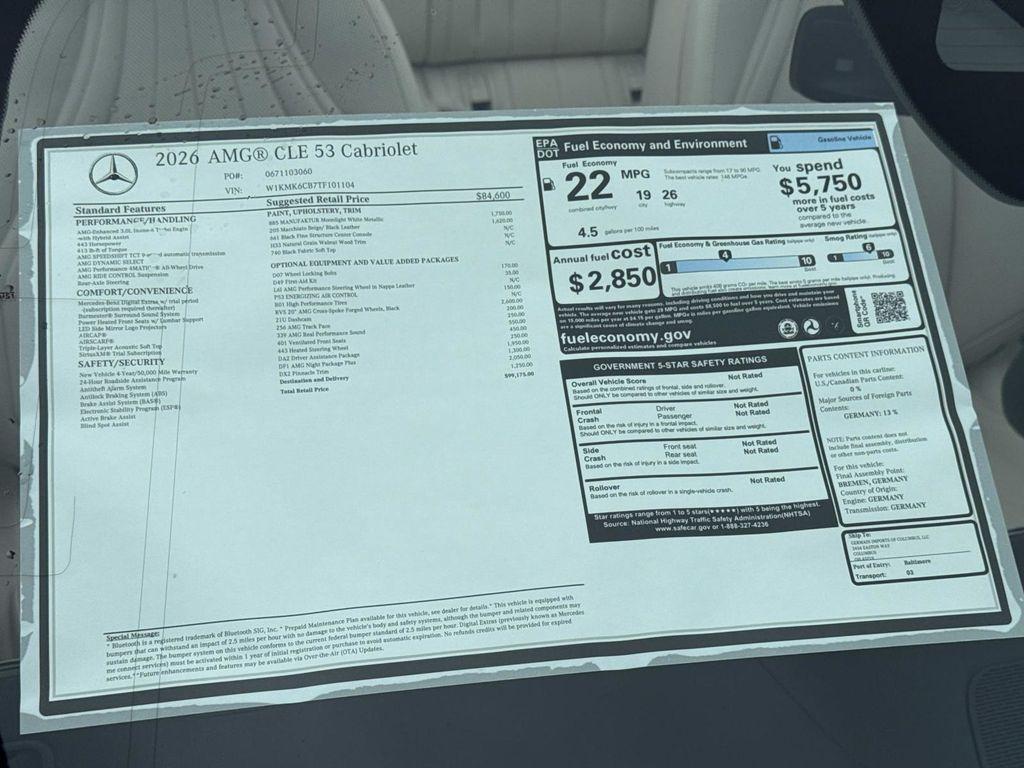 new 2026 Mercedes-Benz AMG CLE 53 car, priced at $99,175