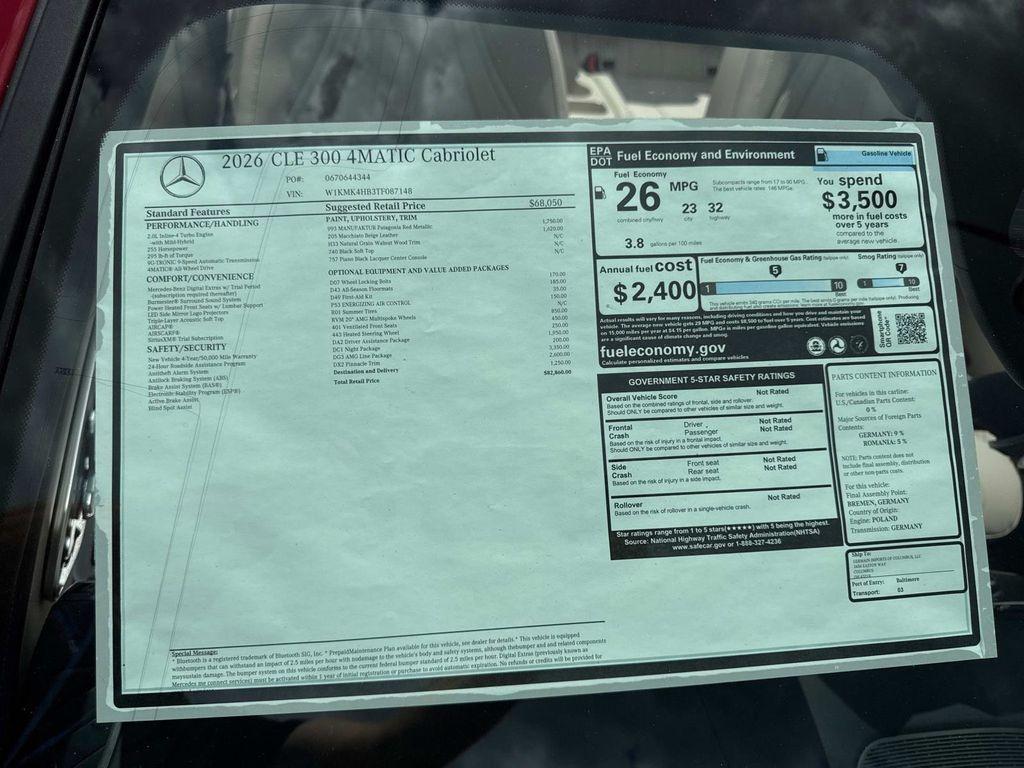 new 2026 Mercedes-Benz CLE 300 car, priced at $82,860