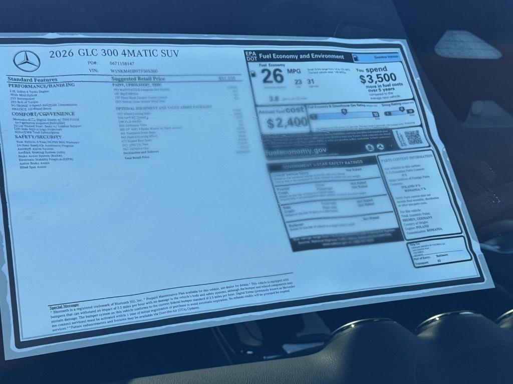 new 2026 Mercedes-Benz GLC 300 car, priced at $60,340