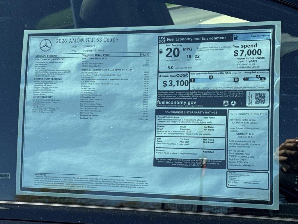 new 2026 Mercedes-Benz AMG GLE 53 car, priced at $107,315