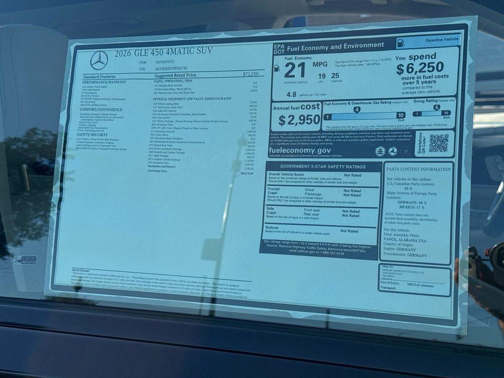 new 2026 Mercedes-Benz GLE 450 car, priced at $84,270