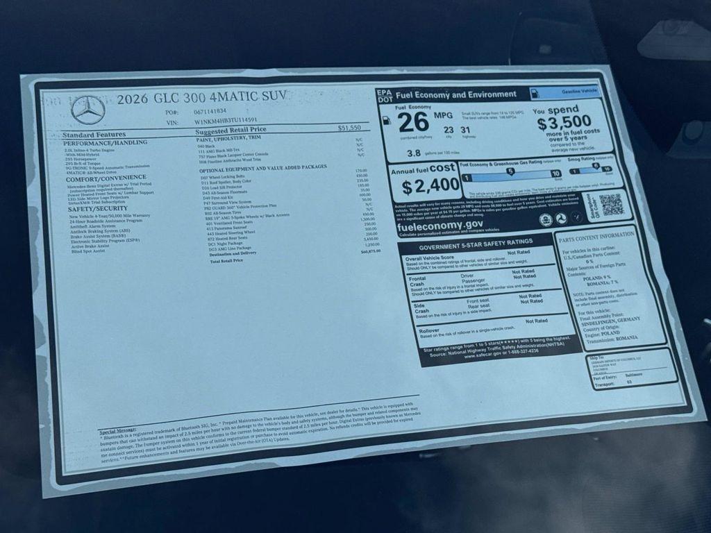 new 2026 Mercedes-Benz GLC 300 car, priced at $60,875