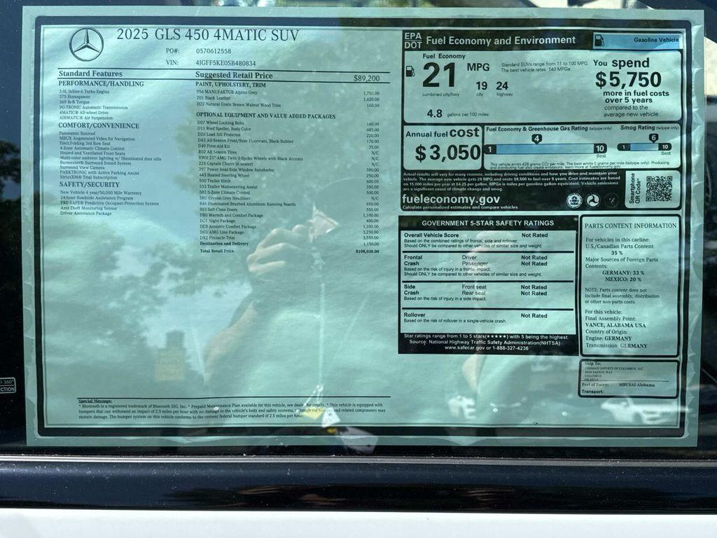 new 2025 Mercedes-Benz GLS 450 car, priced at $108,030