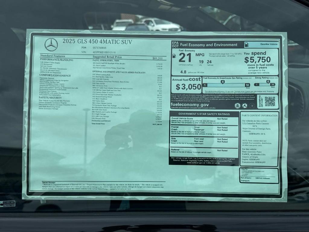 new 2025 Mercedes-Benz GLS 450 car, priced at $107,380