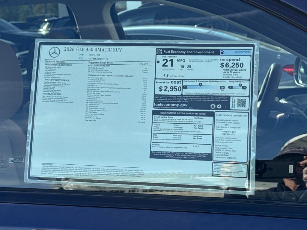 new 2026 Mercedes-Benz GLE 450 car, priced at $87,370