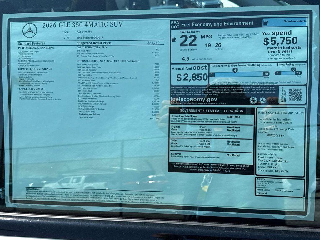 new 2026 Mercedes-Benz GLE 350 car, priced at $82,120
