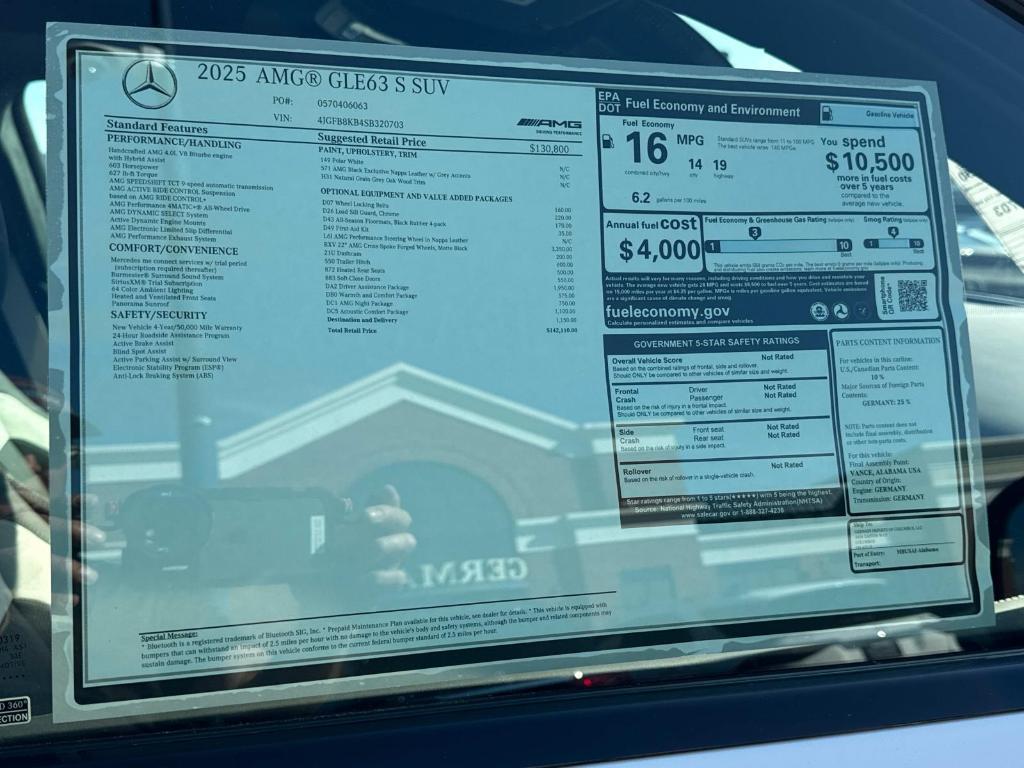 new 2025 Mercedes-Benz AMG GLE 63 car, priced at $142,100