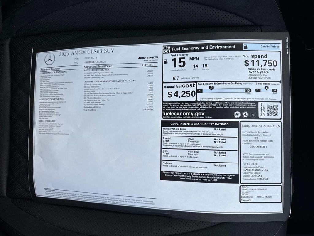 new 2025 Mercedes-Benz AMG GLS 63 car, priced at $167,085