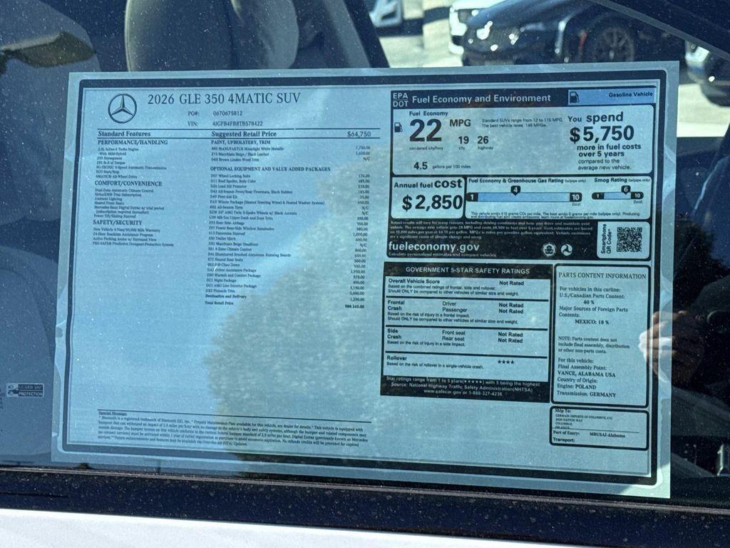 new 2026 Mercedes-Benz GLE 350 car, priced at $88,245