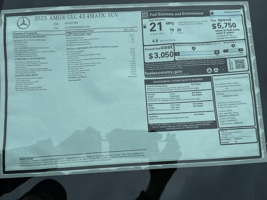 new 2025 Mercedes-Benz AMG GLC 43 car, priced at $79,335