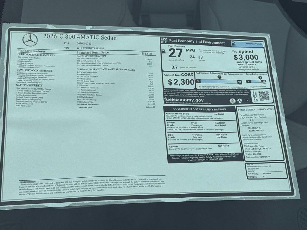new 2026 Mercedes-Benz C-Class car, priced at $64,440