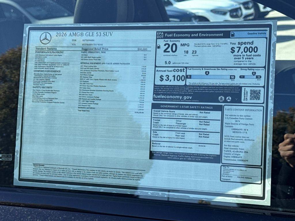 new 2026 Mercedes-Benz AMG GLE 53 car, priced at $104,630