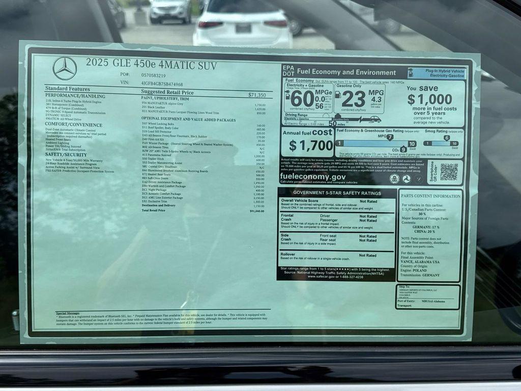 new 2025 Mercedes-Benz GLE 450e car, priced at $91,040