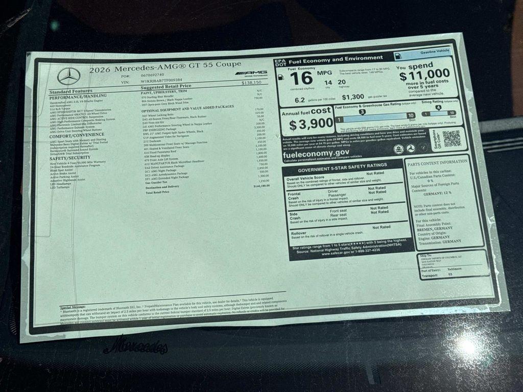 new 2026 Mercedes-Benz AMG GT 55 car, priced at $160,180