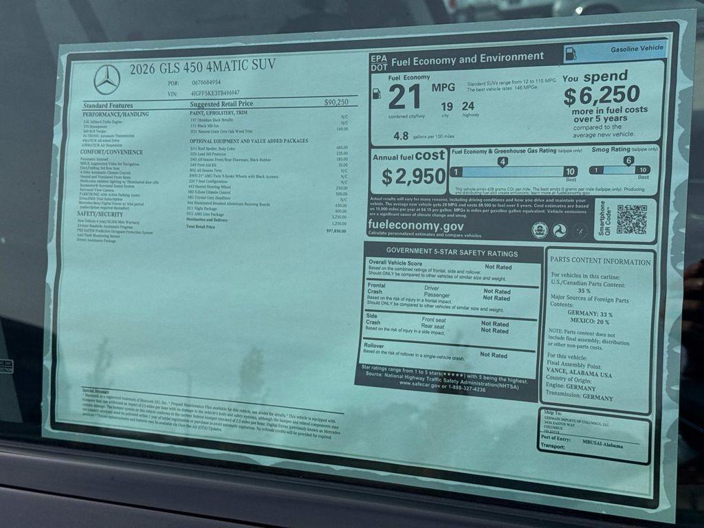new 2026 Mercedes-Benz GLS 450 car, priced at $97,850
