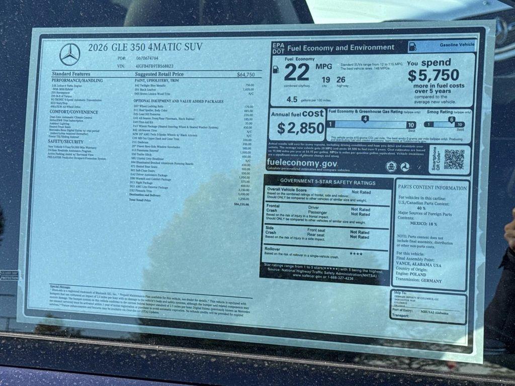 new 2026 Mercedes-Benz GLE 350 car, priced at $86,235