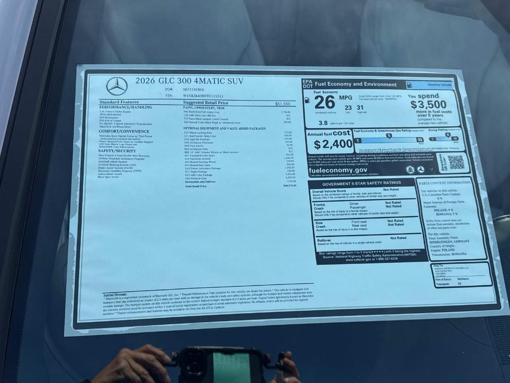 new 2026 Mercedes-Benz GLC 300 car, priced at $68,375