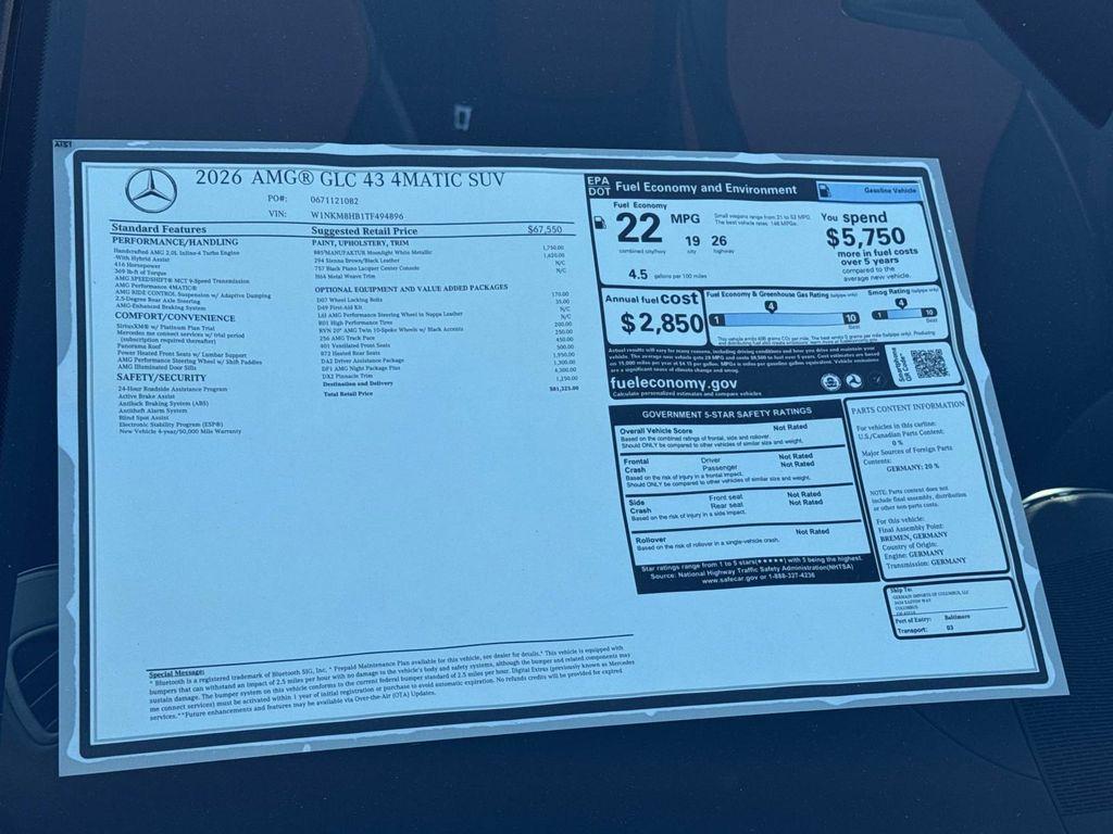 new 2026 Mercedes-Benz AMG GLC 43 car, priced at $81,325